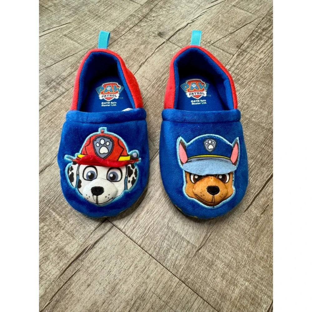 Paw Patrol Kids Marshall Chase‎ Plush Slippers Blue Red Size 9-10